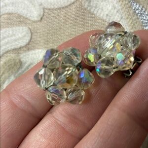 Vintage Crystal Cluster Clip Earrings